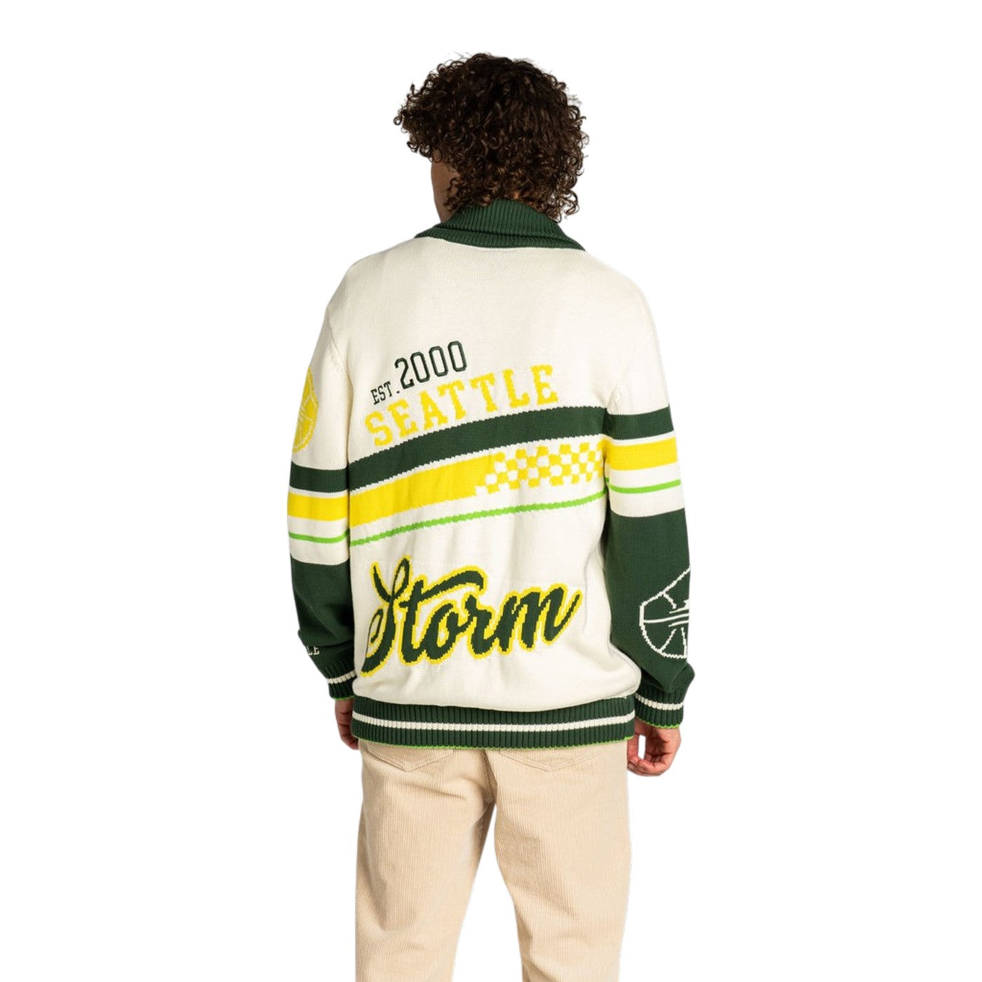 Wild Collective Jacquard Rolled Collar Cardigan