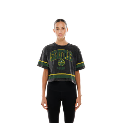 New Era Womens Seattle Stripe Crop Tee